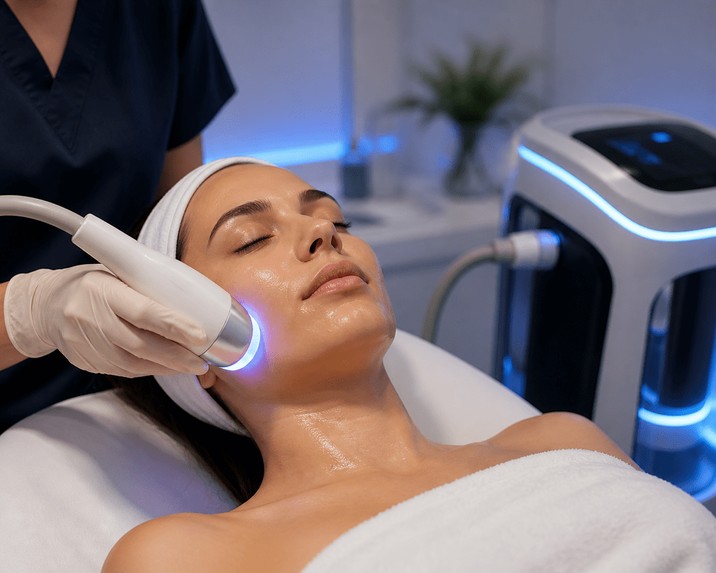 Provider performing Quantum RF treatment in Colleyville TX at Medi-Elite Health and Wellness Bedford office